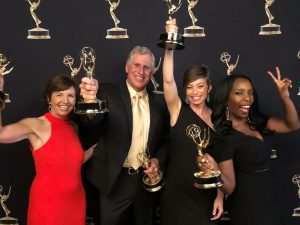 : Anthony (left) at the 2019 Northern California Emmy Awards Gala in San Francisco, California.